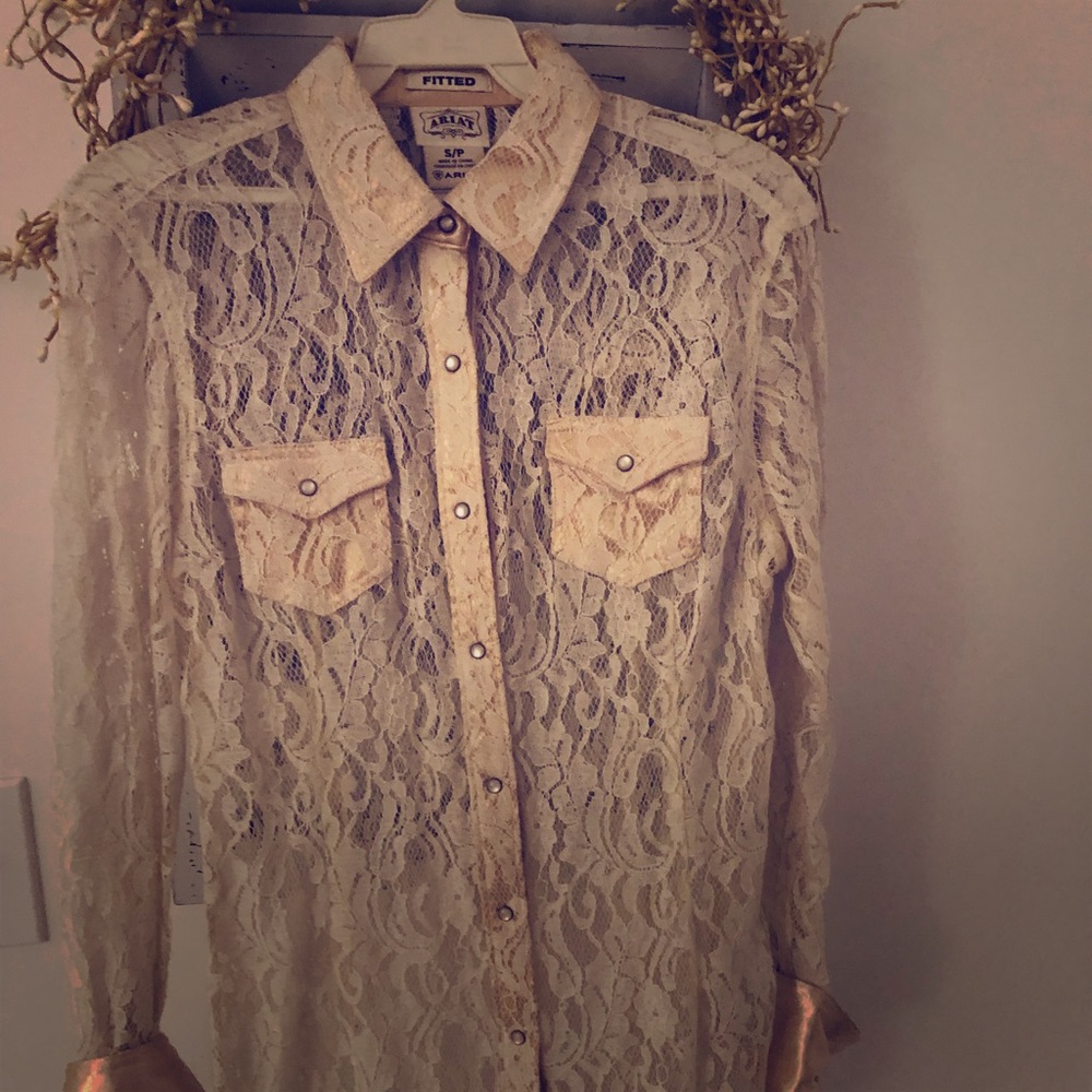 Tasteful Lace button up.